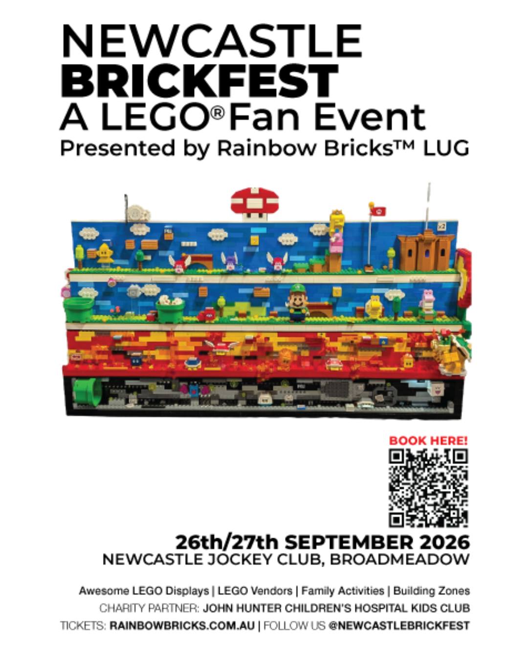 ⏳ EARLY BIRD ENDS AT 8 PM TONIGHT! 🎟️💸
Planning your weekend at @NewcastleBrickfest? Lock in your tickets before 8:00 PM tonight, because that’s when our early bird pricing officially ends!

Don't panic if you miss the cut-off—tickets will still be available online through the weekend. We strongly recommend buying yours online before you leave home to guarantee the session time that works best for your family.

⚠️ Important Venue Notice ⚠️
To ensure everyone can move freely and view the displays without overcrowding the venue, we have strict session limits. If you arrive at the door without a pre-booked ticket, you risk having to wait outside until an open session is available that hasn’t already sold out.

Save some pocket money, beat the crowd, and lock in your preferred timeslot online today!
🗓️ When: Saturday 26th & Sunday 27th September 2026
📍 Where: @NewcastleRacecourse, Broadmeadow
❤️ Charity: 100% of event profits support the John Hunter Children’s Hospital Kids Club

💻 Grab your passes via the TryBooking link waiting in our first comment below! 👇

#NewcastleBrickfest #RainbowBricks #NewcastleEvents #WhatsOnNewcastle #EarlyBirdTickets #FamilyDayOut #JHCHKidsClub