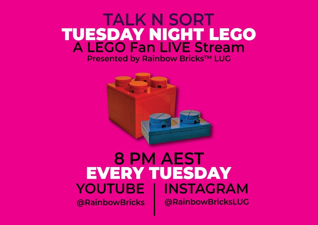 🧱👇 Tomorrow is Tuesday, which means Talk n Sort: Tuesday Night LEGO is back at 8:00 PM AEST.

Join the team for our weekly live stream to chat about all things LEGO® and catch up on the latest brick news. We will also chat about all the LEGO® Fan Events coming up on the calendar! 🗓️✨

Plus, we want to know: Did you order or purchase anything from the 1st September new releases? 🛍️👀

Drop a comment below with what's landing on your doorstep or what's currently on your building desk, and join us in the live chat tomorrow night! 👇

#TalkNSort #RainbowBricks #LEGOCommunity #AFOLAustralia #TuesdayNightLEGO