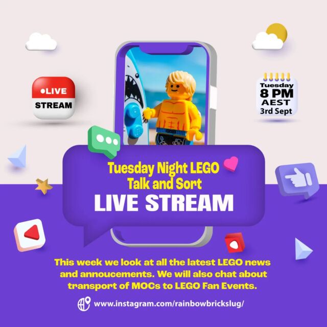 How do you transport your builds to LEGO Fan Events? 

Join us on Tuesday Night LEGO: Talk and Sort this Tonight at 8 pm [AEST]. When @saynotolimegreen @brickbluewren @oztwinmum and @rainbowbrickslug will discuss the subject, plus the week in LEGO. Tell us about your LEGO building. 
Let's connect, chat, and celebrate our love of LEGO together!
Where: www.instagram.com/rainbowbrickslug
#RebuildtheWorld 🤩🌈
Follow @rainbowbrickslug for more @LEGO
@legocertified_anz content
#rainbowbricks #LEGO #LEGOminifigs
#LEGOminifigures #instaLEGO #LEGOphoto
#LEGOphotography #LEGOfan
#toyphotography #LEGOinstagram #stuckinplastic
#LEGOstagram #brickcentral #LEGOgram
#LEGOmania #afol #bricksinfocus #LEGOfun
#LEGOfans #legocertifiedstores_anz #afolcommunity
#LEGOcommunity #LEGOTalkandSort #TuesdayNightLEGO #MOC #LEGOMOC #LEGOLiveStream #LEGOChat