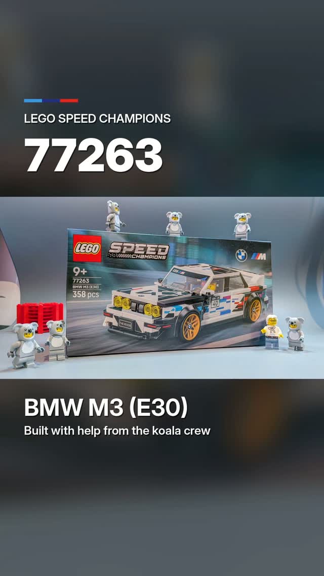 The Koala Crew has been busy 🐨🔧

LEGO Speed Champions 77263 BMW M3 (E30) is a 358-piece tribute to 40 years of the M3, with fewer stickers, lots of printed detail and those gold wheels. We picked it up on special at Kmart for $29.

Full build review and photos are on the Rainbow Bricks website. Link in bio.

#LEGO #LEGOSpeedChampions #TheKoalaCrew #RainbowBricks #BMW