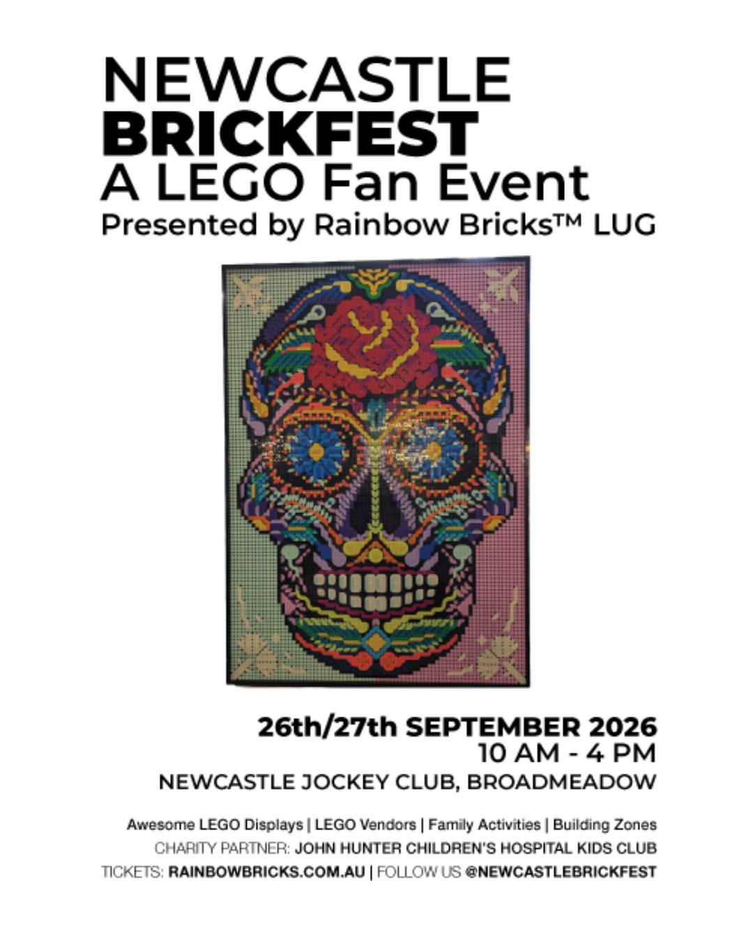 💯 NSW’s BIGGEST LEGO® EVENT IS HEADING TO NEWCASTLE! 🌸🧱

While our volunteer builders put the finishing touches on their layouts for Ourimbah this coming weekend, our flagship showcase—@NewcastleBrickfest 2026—is just 5 weeks away!

Returning to the @NewcastleRacecourse on 26th & 27th September, we're bringing nearly 300 tables of mind-blowing custom creations, Star Wars cosplayers, a dedicated Sunday Sensory Session, and hands-on play zones!

❤️ As a proud not-for-profit group, 100% of profits from Newcastle Brickfest directly support the John Hunter Children's Hospital Kids Club—helping fund vital medical equipment for kids across Northern NSW.

📱 Comment NEWCASTLE below to receive the Newcastle early bird booking link!

#NewcastleBrickfest #RainbowBricks #JHCHKidsClub #NSWBiggestLEGOEvent #NewcastleEvents #VisitNewcastle