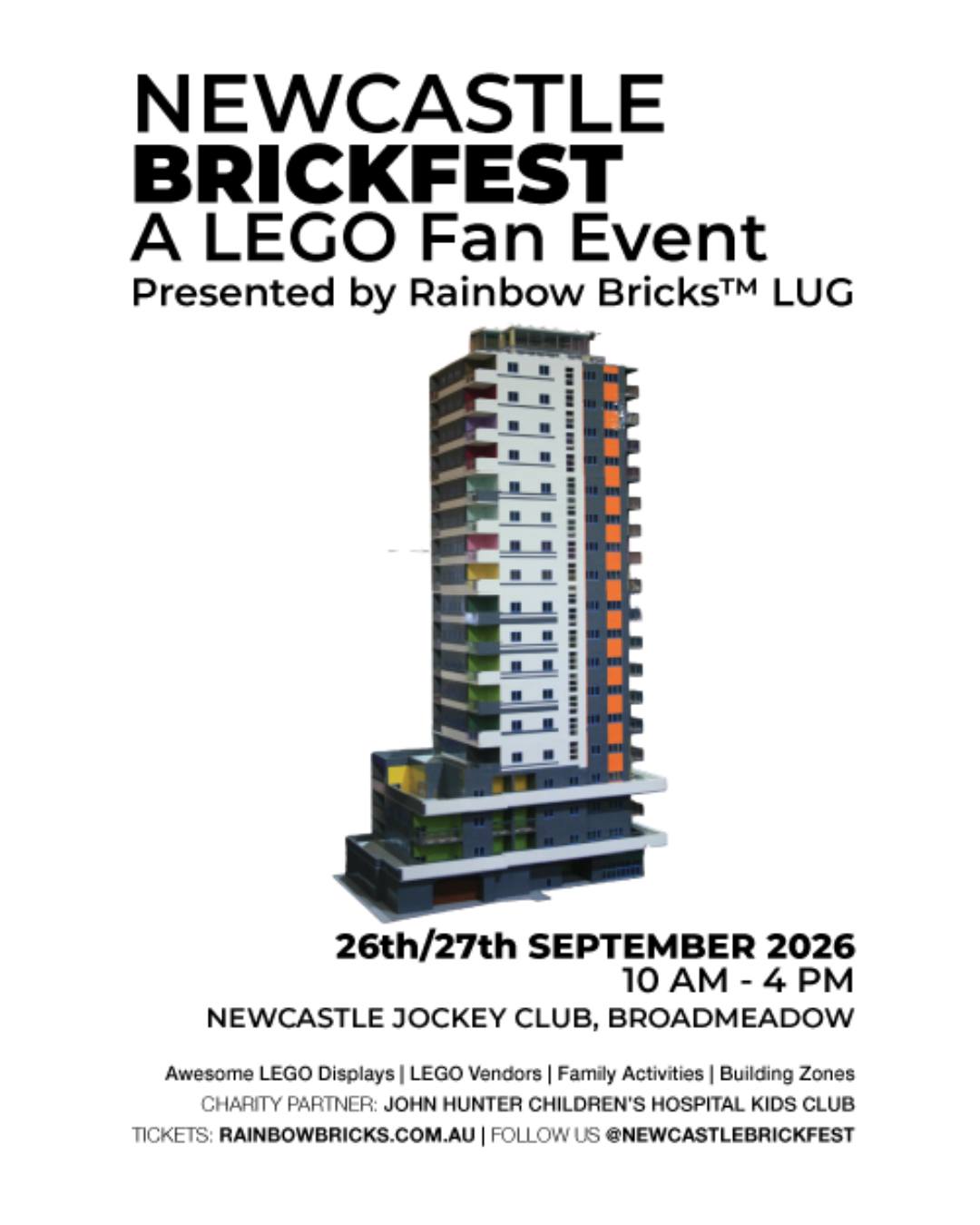 🚨Clear your calendars because NSW’s BIGGEST LEGO® Fan Event is only FIVE WEEKS away!🚨🧱✨

 @NewcastleBrickfest is taking over the Newcastle Jockey Club on our brand-new Spring school holiday dates: Saturday 26th & Sunday 27th September 2026!

At Newcastle Brickfest 2026, we are welcoming volunteer exhibitors from Queensland, ACT, Victoria, and right across NSW! Our builders love nothing more than having a yarn about their creations, discussing their favourite techniques, and sharing their genuine Love of the Brick.

Best of all, 100% of event profits proudly support the John Hunter Children's Hospital Kids Club.

📍 Newcastle Jockey Club, Broadmeadow
📅 Saturday 26th & Sunday 27th September 2026
📱 Drop a LEGO in the comments to get your direct booking link!

#AFOL #LEGOCommunity #MOC #NewcastleBrickfest #NewcastleEvents #LEGOExhibitor