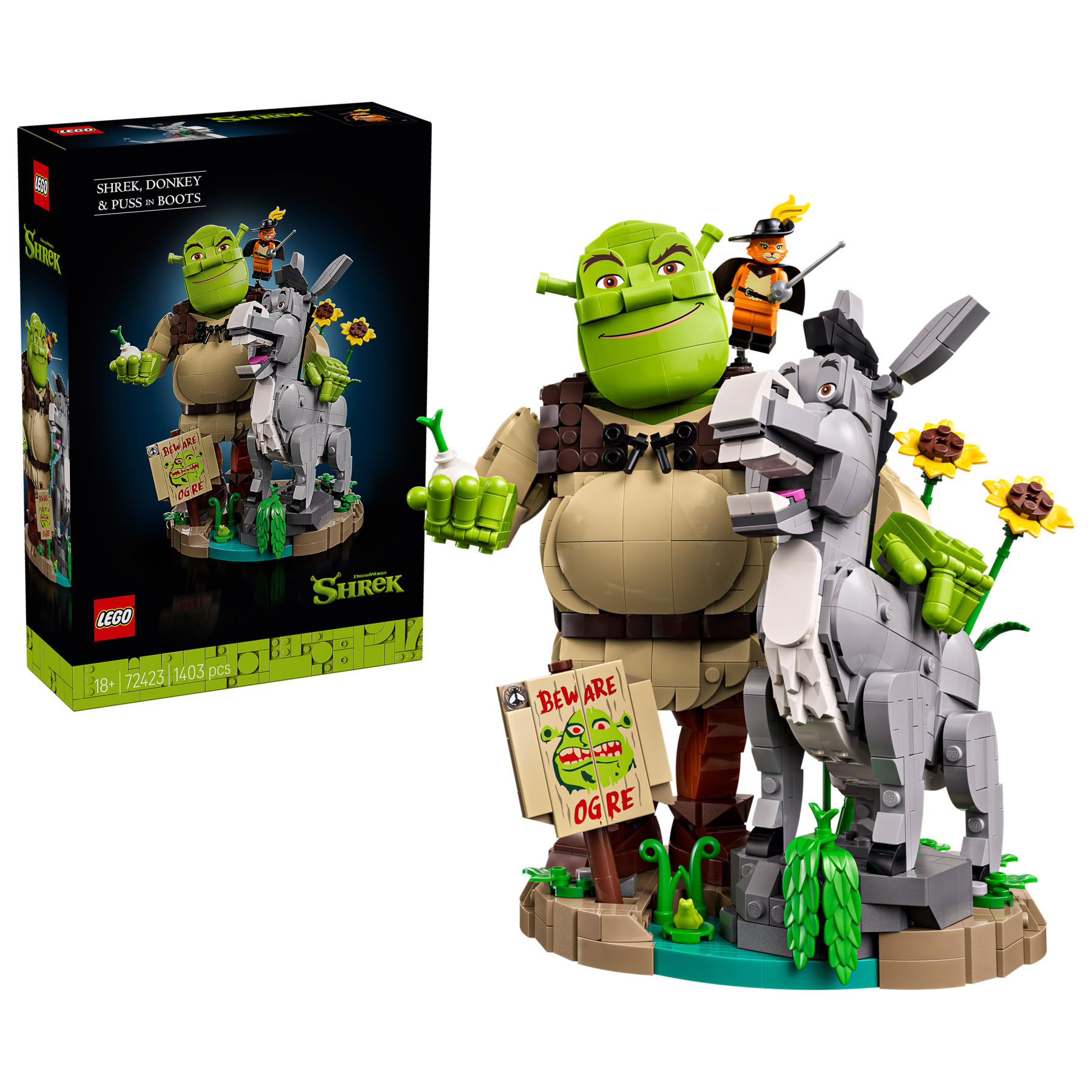 Shrek, Donkey & Puss in Boots [72423] - Rainbow Bricks™ LUG