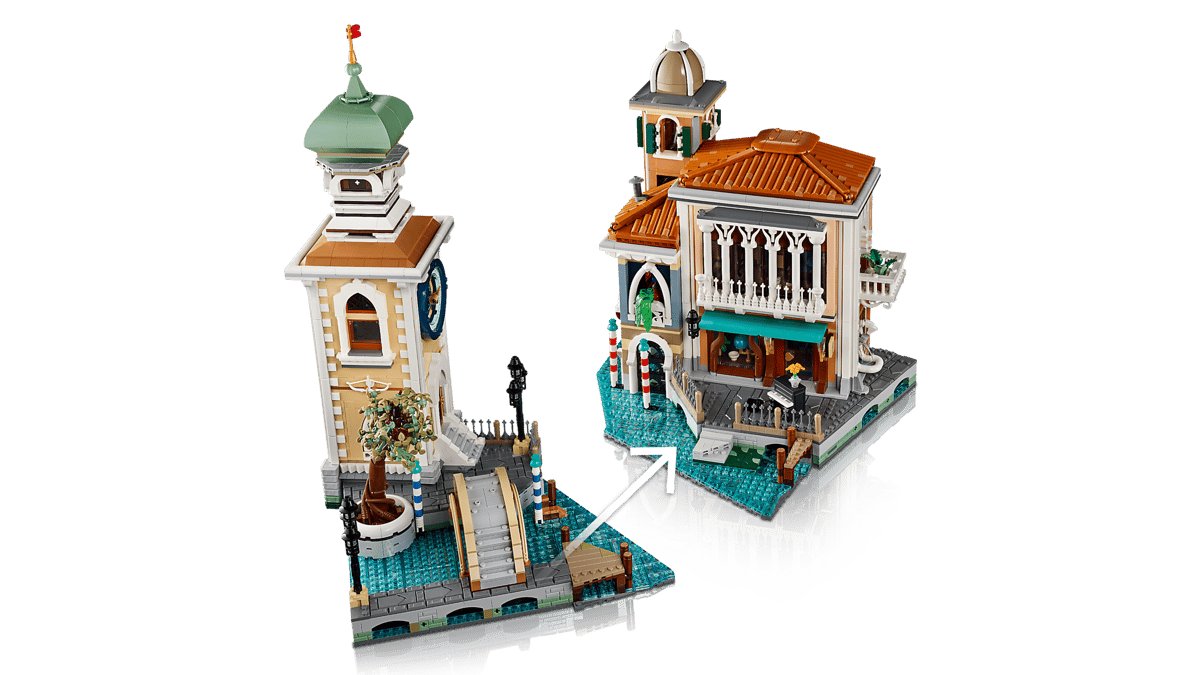 Display layout B with the clock tower section joining in front of the villa