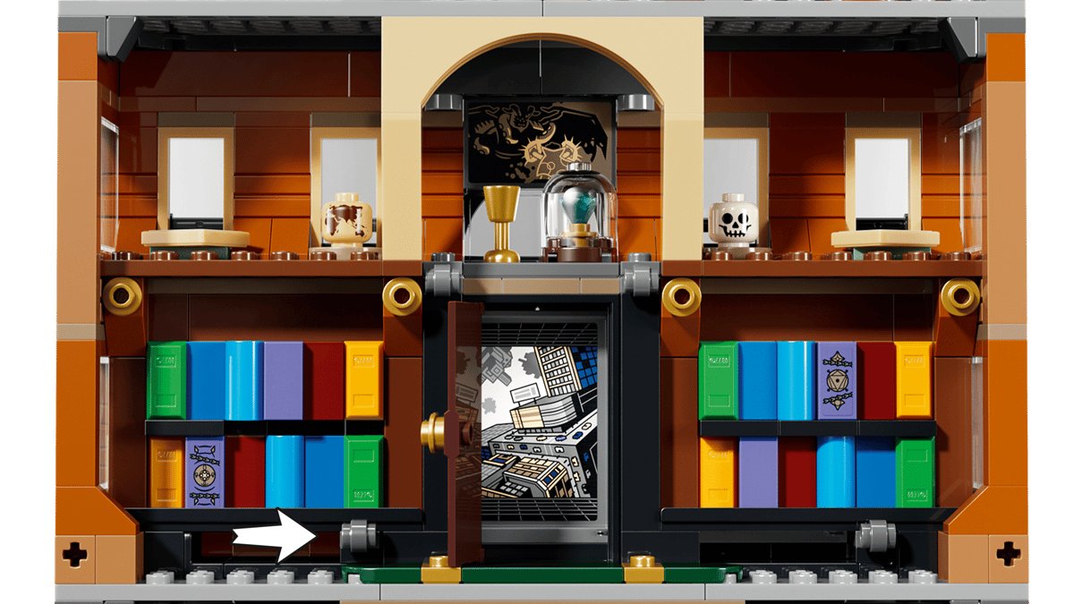 Slide the bookcase to reveal a hidden portal