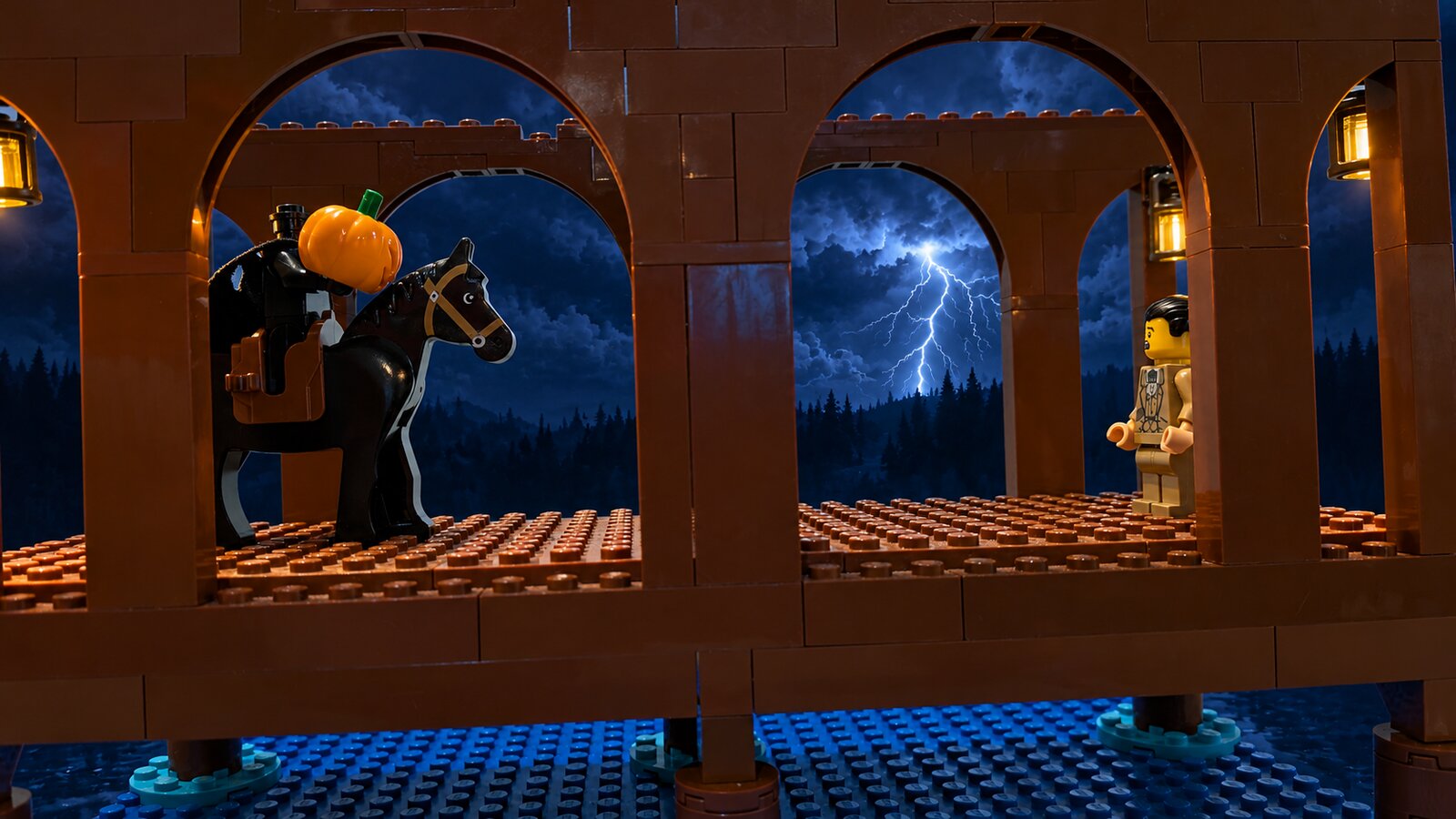 Alison's Sleepy Hollow LEGO build, AI-enhanced