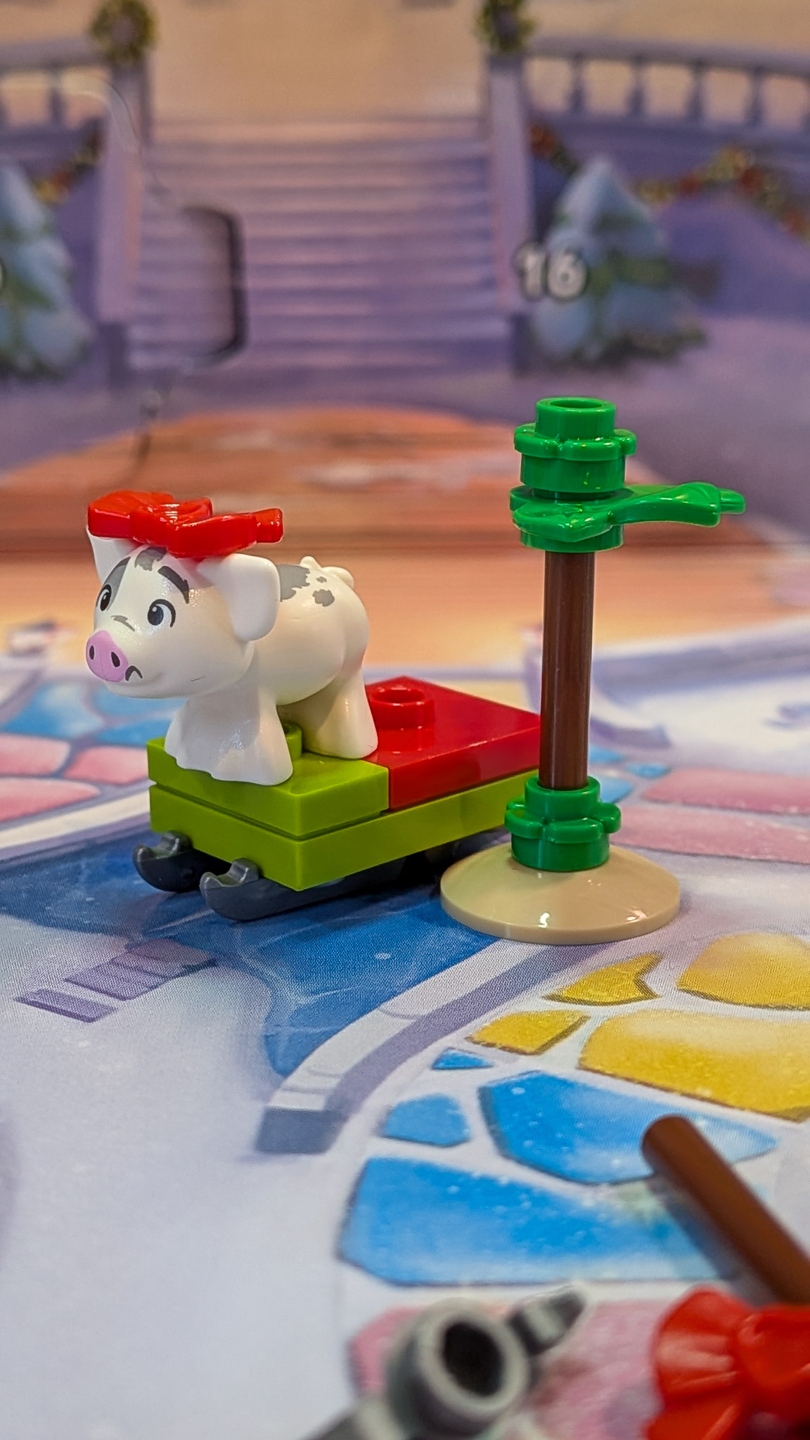 LEGO Disney Princess Advent Calendar 2026 Day 11: finished Pua, Sled and Palm Tree