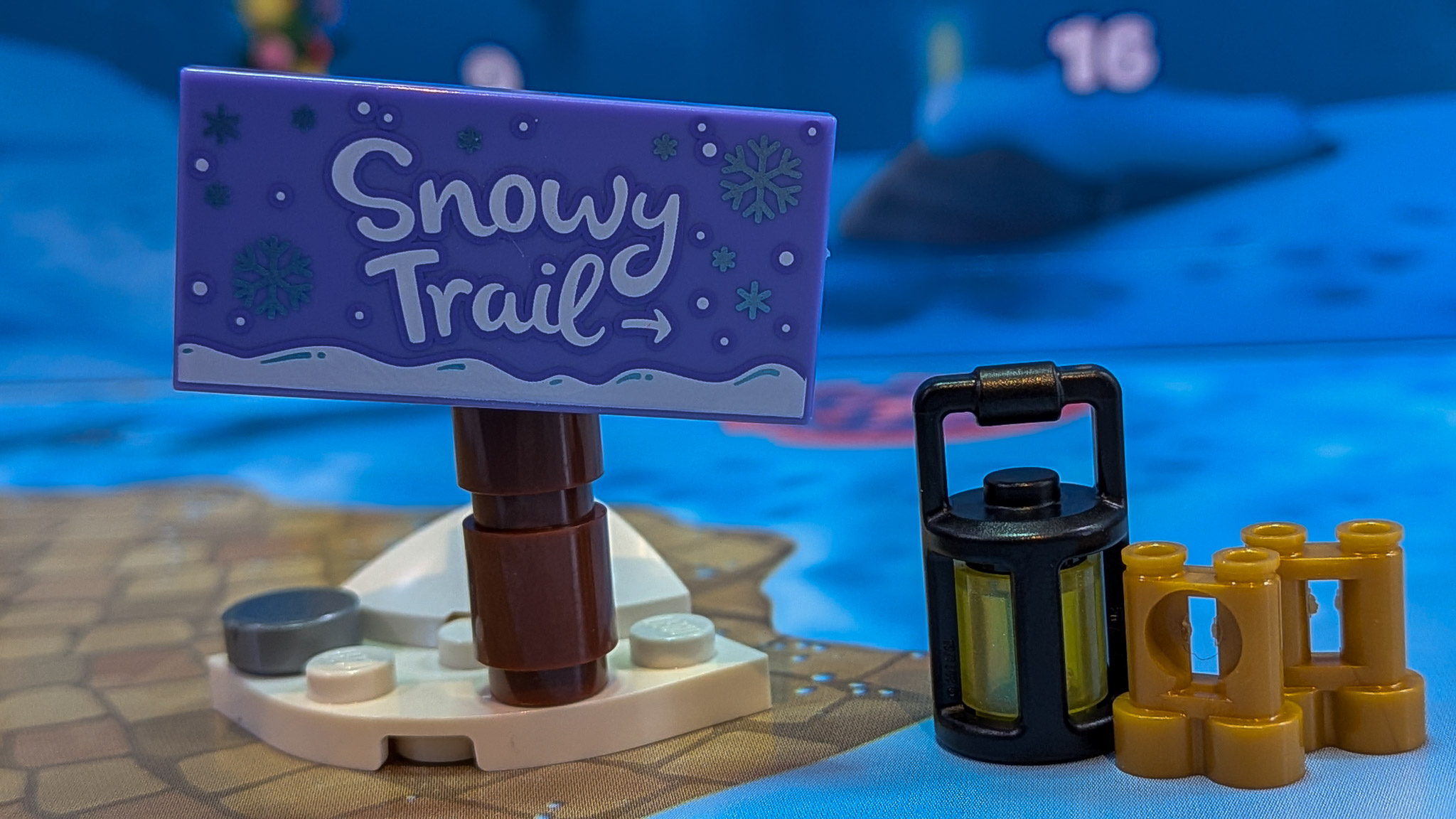 LEGO Friends Advent Calendar 2026 Day 2: finished Snowy Trail Sign and Lantern