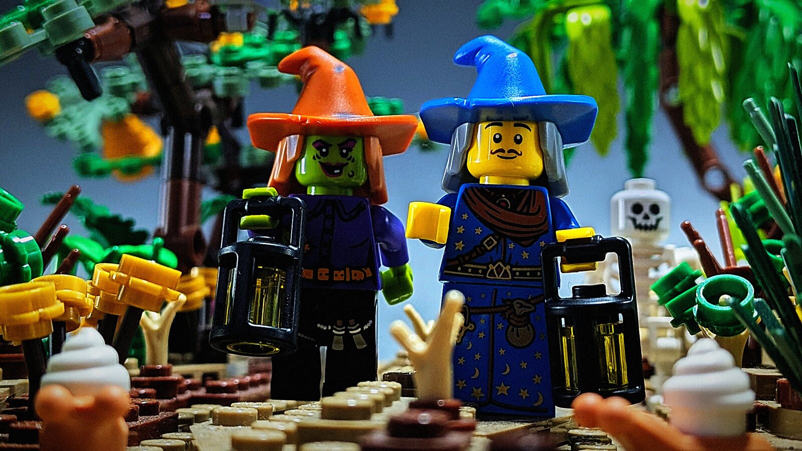 Kevin's witch and wizard LEGO build, AI-enhanced