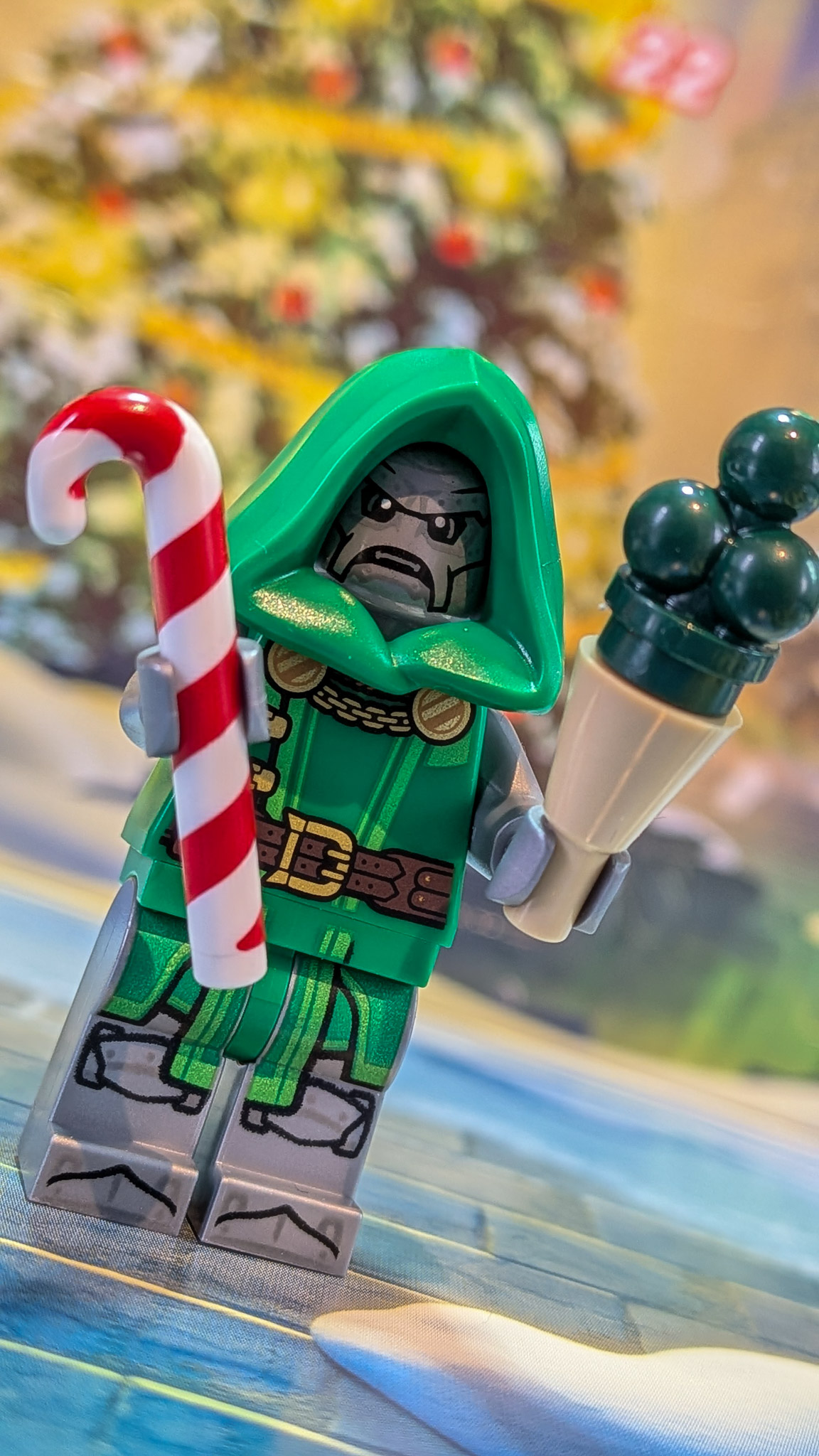 LEGO Marvel Advent Calendar 2026 Day 7: finished Dr. Doom with Candy Cane and Cone