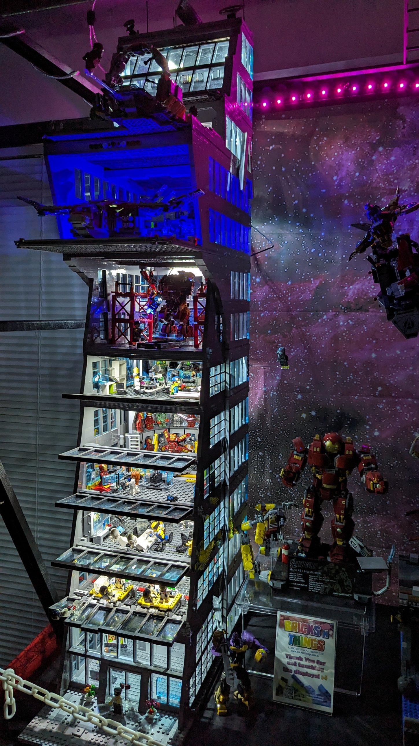 Kevin Evans' lit Avengers Tower MOC